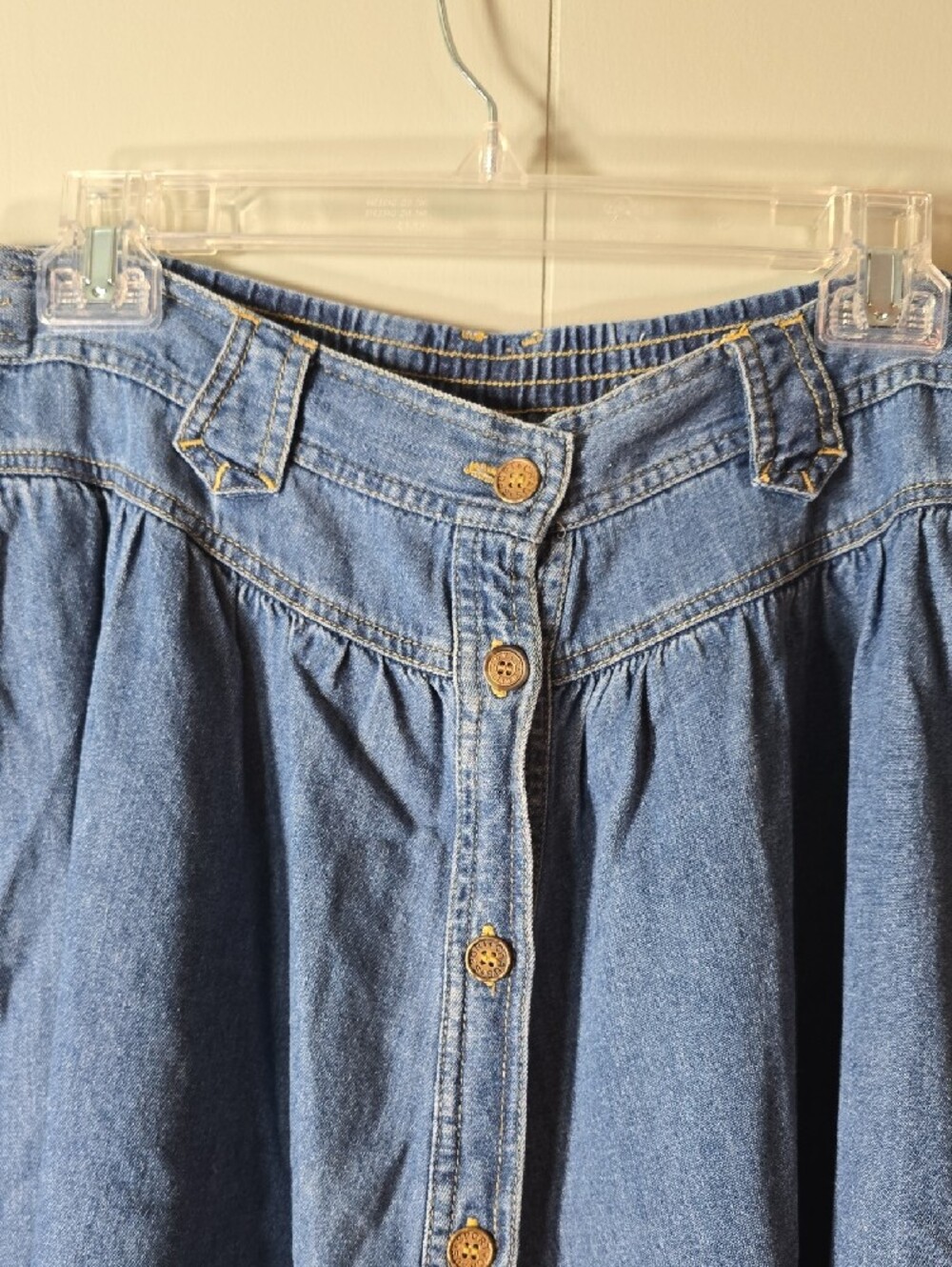Chaus Classic Button-Front A-Line Denim Skirt in Blue - Picture 4 of 8
